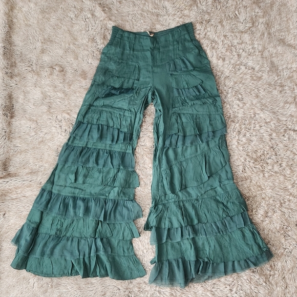 Free People Rock And Frill Pant Uncut Emerald Green - Picture 2 of 12